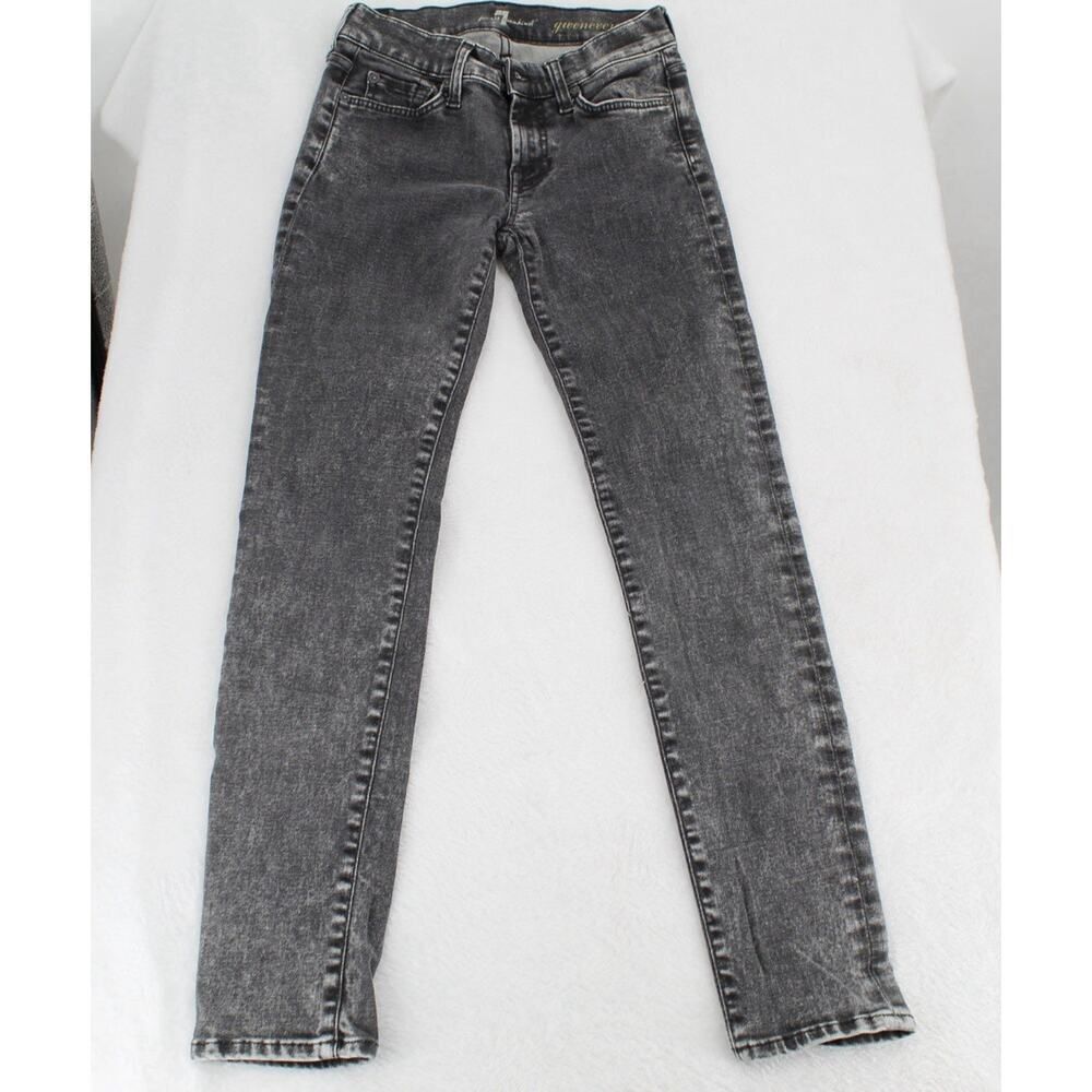 7 For All Mankind Black acid wash Gwenevere Zip Fly Skinny Jeans Women's Size 24